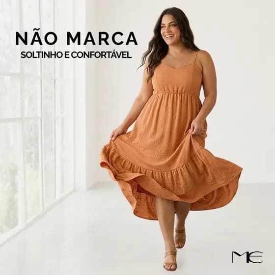 Vestido Longo Feminino Soltinho Confortável Não Marca Alça Regulável com Forro
