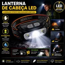 Lanterna Cabeça Premium Recarregavel Sensor Prova D'água