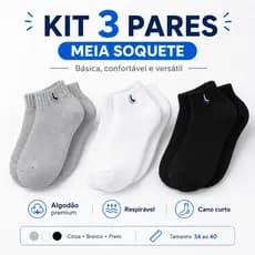 Meias Soquete Unissex Algodão Premium para Academia e Dia a Dia e Trabalho Confotável