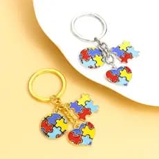 Inteligência Criativa Rubik's Cube Puzzle Autismo Chaveiro Esmalte Porta-Chave