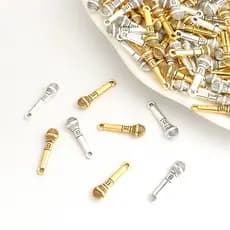 15pcs Criativos Homens Mulheres Colar Chaveiro Microfone Em Forma De Encanta Cantor Música Amante Rock Hip-hop