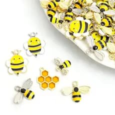 10pcs Esmalte Encantado Pingentes De Liga Abelha Colmeia De Mel Brincos Feitos À Mão Colar Pingente Jóias Acessórios