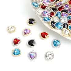 10pcs Vintage Europeu Pêssego Coração Rhinestones Encanta Jóias Estilo Princesa Acessórios De