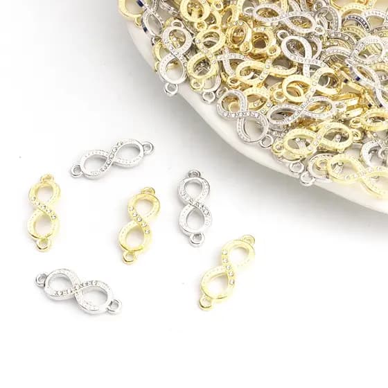 10pcs Creative Infinite Sign Rhinestones Inlaid Openwork Connectors Trendy Men Women Necklace Pulseira Liga