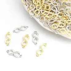 10pcs Creative Infinite Sign Rhinestones Inlaid Openwork Connectors Trendy Men Women Necklace Pulseira Liga