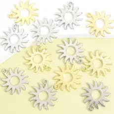 10 Peças De Amuletos De Sol Ocos De Estilo Simples – Pingentes De Liga De Zinco Para DIY , Elegantes E Versáteis , Colar