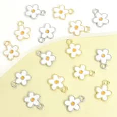20 Peças Pingentes Esmaltados Refrescantes Brancos Frangipani Mini Plumeria DIY Primavera Verão Elegante