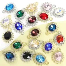10pcs Estilo Corte De Luxo Cristal Colorido Rhinestones Inlaid Oval Charmes-Bijuteria Elegante Glamoroso