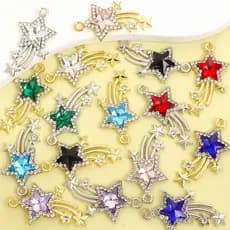 10 Peças 8 Cores Em Forma De Estrela Strass Incrustação Espumante Meteoro Encantos Luz Luxo Temperamento Colar Brincos C