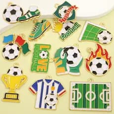 10 Peças Amuletos De Liga De Óleo De Gotejamento Da Série De Futebol Esportivo Copa Do Mundo-Pingentes De Design De Pass