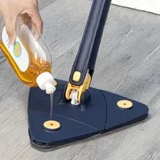 Esfregão Triangulo Mop Ajustável Giratória 360° Limpeza Banheiro Chão Janela Teto