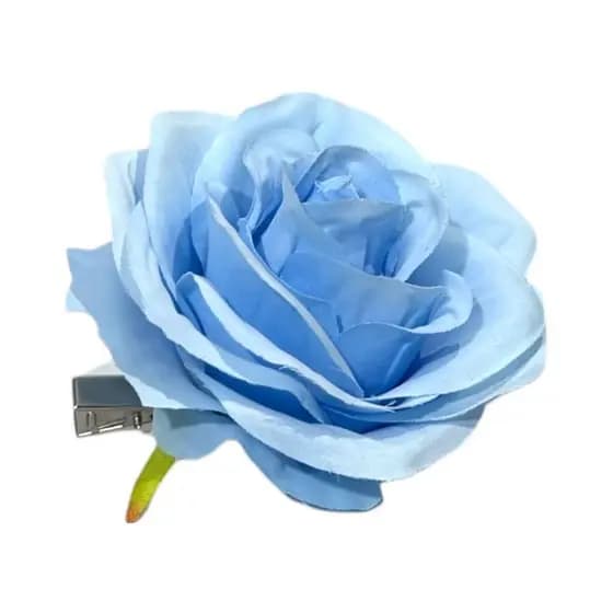 Presilha De Rosa Enfeite De Flor Para Cabelo Azul Claro - 1 UNIDADE