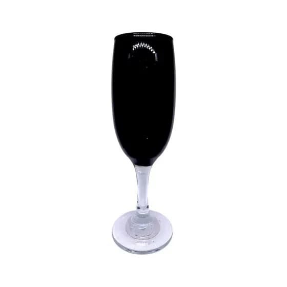 Taça Champanhe Preta e Transparente - Luxo 180ml Vidro Resistente Pronta Entrega