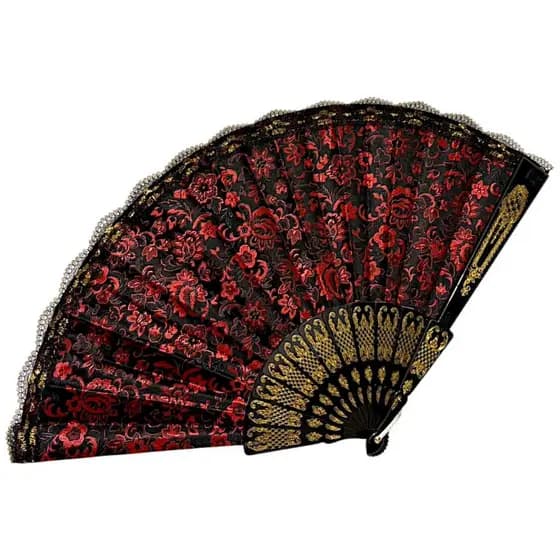 Leque Pomba Gira Ciganas Vermelho E Preto e Detalhes em Dourado Umbanda Candomblé