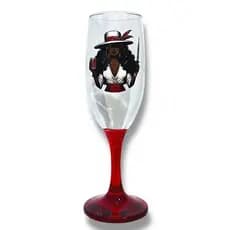 Taça Pomba Gira Maria Navalha Malandra Champagne Vidro 180ml Vermelho