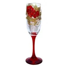 Taça Pomba Gira Rosas Vermelha E Dourado Vidro Luxo 180 Ml Vermelho