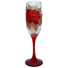 Taça Pomba Gira Luxo Flor Vermelha Com Brilho Vidro 180ml Vermelho