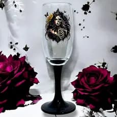Taça Bomba Gira Imagem Rosa Caveira Fundo Preto Ritual Altar Oferenda Umbanda - promoção