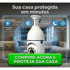 Câmera Lâmpada WiFi 360° Full HD 1080p Visão Noturna Colorida Áudio Bivolt