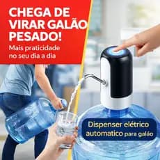 Dispenser de Água Elétrico para Galão 20L USB Bivolt Automático Recarregável BOM-8810