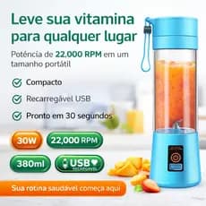 Mini Liquidificador Portátil Recarregável USB 6 Lâminas Bivolt (Cores sortidas)