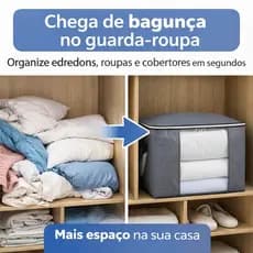 Saco Organizador de Edredom Grande Multiuso com Zíper e Visor | Organizador de Cobertor e Roupas