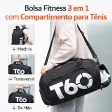 Bolsa Mala Esportiva Mochila Costa Transversal Fitness PRETO