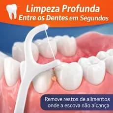 Fio Dental com Haste 50 Unidades Ultra Fino Descartável com Palito Limpeza Dentes Portátil