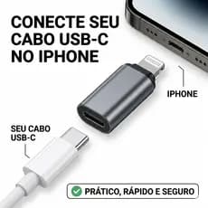 Adaptador USB C para Lightning iPhone 14 13 12 11 Pro Max Conversor USB C para Fone Microfone Pendrive iPad