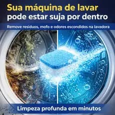 Pastilha Limpa Máquina de Lavar 10un Efervescente Antibacteriana Remove Odores Limpeza Profunda Lavadora