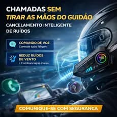 Intercomunicador Bluetooth Capacete V10 Moto Hi-Fi Cancelamento Ruído RGB IP67 Bateria Longa