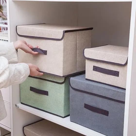 Kit 2 Caixa de Armazenamento de Roupas e Brinquedos Infantis com Tampa para Íntimas e Calças