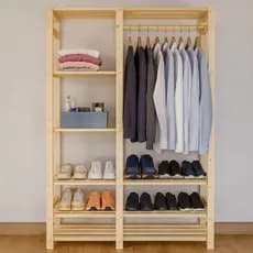 Arara de Madeira Pinus Grande – Cabideiro Rústico e Decorativo para Roupas