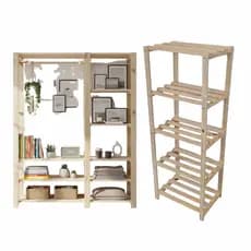 Kit Arara Dupla + Estante Multiuso Madeira Pinus | Closet Completo