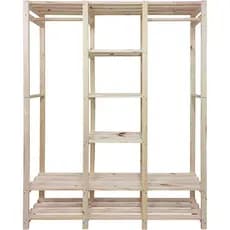 Arara de Madeira com Três Níveis | Organizador de Roupas para Quarto e Closet