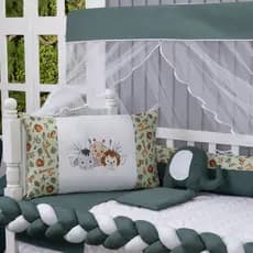 Kit Para Berço Coleção Paris 10 Peças Safari Verde com Almofada Decorativa Menino Americano Moderno