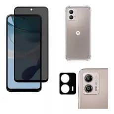 KIT Para Moto G53 | Película de Privacidade 3D - Capa Capinha Anti Impacto - Película da Câmera 3D