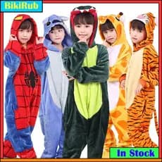 Kigurumi Dinossauro Ponto Pikachu Homem-Aranha Panda Girafa Onesies Crianças Macacão Animal Meninas Meninos Pijamas