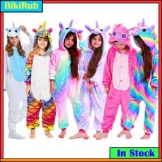 Pijamas De Flanela Infantil Inverno Unicórnio Panda Dinossauro Onesies Kigurumi Kids Boys Girls Sleepwear