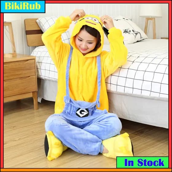 Kigurumi Minion Animal Pijamas Mulher Homem Ponto Fofo Pikachu Cartoon Onesies Sleepwear