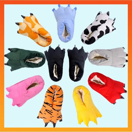 Chinelo De Pelúcia Para Casa Mulheres Homens Chinelos De Desenho Animado Macios E Quentes Pata Unicórnio De Ponto De Inverno Vaca Animais Sapatos