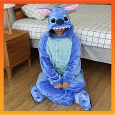 Kigurumi Cute Stitch Cartoon Flanela Pijamas Mulher Homem Manga Longa Roupa De Dormir Onesies Jumpsuit Animal Cosplay Fantasias