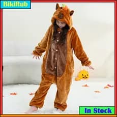 2025 Kigurumi Capivara Vaca Dos Desenhos Animados Onesies Crianças Macacão Animal Meninas Meninos Flanela Pijamas Trajes