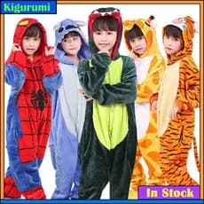2024 Meninas Desenho Animado Roupa Do Sono Crianças Dinossauro Ponto Onesies Kigurumi Flanela Animal Pijamas Cosplay