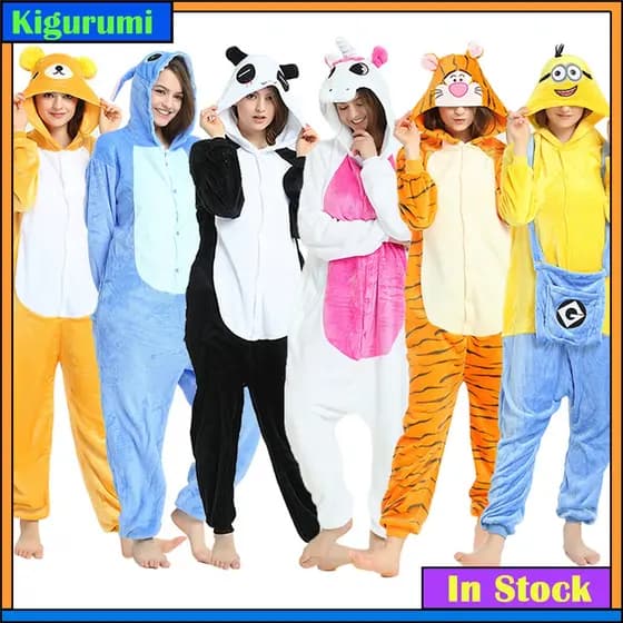 Pijamas Para Adultos De Animal Onesies Stitch Sleepwear Mulheres Homens Inverno Unisexo Kigurumi Cartoon Flannel Pijama