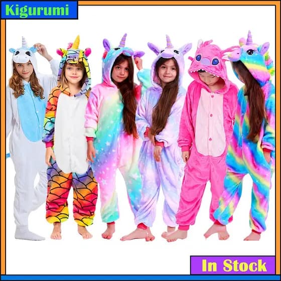 Pijama Kigurumi Animal Unicórnio Dinossauro Pikachu Stitch Onesies