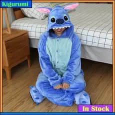 Kigurumi Stitch Pikachu Totoro Cartoon Flanela Pijamas Mulher Manga Longa Fato De Dormir Salto Para Animais Cosplay
