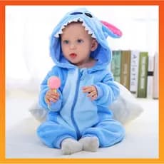 2023 Baby Kigurumi Blue Stitch Cartoon Romper Recém-Nascido Infantil Kids Jumpsuit Meninas Cosplay Fantasias Pyjama