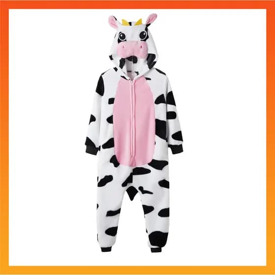 Kigurumi Rosa Vaca Dos Desenhos Animados Flanela Pijamas Mulheres Homens Ponto Pikachu Onesies Macacões Animais Cosplay