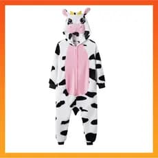 Kigurumi Rosa Vaca Dos Desenhos Animados Flanela Pijamas Mulheres Homens Ponto Pikachu Onesies Macacões Animais Cosplay